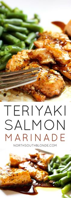 the cover of teriyaki salmon marinade with green beans