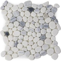 Carrara White and Zebra Marble Mosaic Tile - Flat Pebble Pattern for Bathroom Floors - TileBuys Shower Pebble Floor, Zebra Marble, Installing Tile Floor, Pebble Mosaic Tile, Marble Mosaic Floor, Waterjet Mosaic Tile, Pebble Floor, Shower Floor Tile