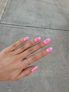 Pink Aura nails 🩷✨ Hoco Pink Nails, Pink Nails Aura, Aura Nail Inspo Almond, Nail Inspo Not Acrylics, Cute Aura Nails, Pink Simple Nail Designs, Hot Pink Aura Nails, Pink Aura Nails Almond, Aura Pink Nails