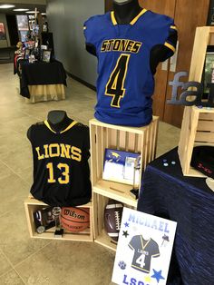 the sports memorabilia is on display in the store