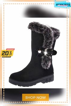 Casual Warm Winter Snow Boots Women Flat Black Winter Boots, Chic Flat Heel Martin Boots For Winter, Trendy Winter Mid-calf Closed Toe Boots, Trendy Winter Closed Toe Mid-calf Boots, Winter Boots With Flat Heel, Chic Winter Boots With Round Toe, Winter Snow Boots Women, Snow Boots Women, Winter Snow Boots