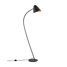 a black floor lamp on a white background