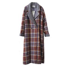 An English inspired trench coat is perfect to add a more refined look to your outfit. A plaid design and loose casual fit let this coat accentuate a casual pair of linen trousers and a loose-fitting tee as well as bring warmth to a blouse, skirt, and stockings. This is the perfect find for every woman in need of a bit of elegance in her day to day look. Specifications Collar: Turn-down Collar Pattern: Plaid Clothing Length: Long Material: Wool, polyester Sleeve Length: Full Features: Pockets Sty Skirt And Stockings, Plaid Clothing, Overalls Plus Size, Plaid Trench Coat, Instagram Dress, Blouse Skirt, Plaid Outfits, Plaid Coat, Woolen Coat