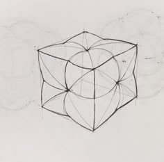 a drawing of a cube that has been drawn