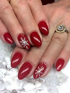 30 Festive Red Christmas Nails To Rock This Holiday Season Nails Snowflakes, Nails Acrylic Ideas, Acrylic Ideas, Trendy Nail Art Designs