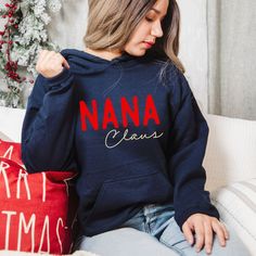 Grandma, grammy, nana, grandmother gift idea. Merry Christmas holiday seasons greeting gift idea for friends, family or co-worker. This sweatshirt is the perfect graphic shirt for end of year office party, family reunion pictures, matching xmas pajama top and stocking stuffer for your favorite Nana Claus. It's more than a fashion statement; it's a feeling. This hooded sweatshirt will make you feel positive, comfortable, empowered, and confident. We make sure to print only on high-quality fabric Funny Single, Single Af, Clearwater Florida, Vail Colorado, Heart Hoodie, Funny Valentines, Single Life, Romantic Design, Savannah Georgia