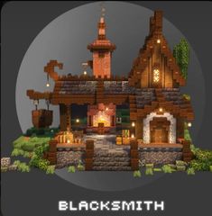 Cute Minecraft Fantasy House, Cool Minecraft Survival Builds, Minecraft Fantasy Blacksmith, Ghibli Minecraft House, Smithing House Minecraft, Cute Witchy Minecraft Builds, Minecraft Builds 1.20, Minecraft Building Village, Small Midevil Minecraft Builds