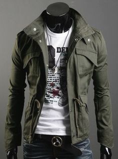 Mens Fashion Rugged, Men Spring, Military Style Jackets, Rugged Style, Collar Jacket, Jacket Long, Mens Fall, Fashion Mens