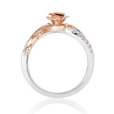 Looking for a one-of-a-kind anniversary jewelry gift? This Rose Ring inspired by Belle is a lovely choice. Crafted in 10k white gold is a curved shank accented by a rose in 10k rose gold. It glows oh-so-brilliantly from its 1/5 carat total weight of diamond embellishment. Consider this the jewelry gift that will tell your partner how lucky you feel from having her in your life throughout the years. Enchanted Disney, Enchanted Disney Fine Jewelry, Disney Belle, Disney Fine Jewelry, Bridal Jewelry Collection, Anniversary Jewelry, Rose Ring, Jewelry Model, Rose Gold Metal