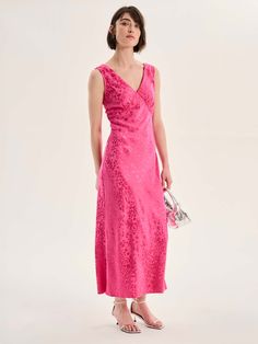 Introducing the ultimate slip dress, Iris, who is ready and waiting to take you from work to weddings or any special occasions. With its cerise pink animal jacquard print and thick strap slip silhouette, it's a must-have. We love its Empire Line cut that makes it oh-so flattering, and its soft and slinky LENZING™ ECOVERO™ Viscose fabric. Pink Wedding Guest Dress, Dresses Occasion, Pink Wedding Dress, Cerise Pink, Breathtaking Wedding, Viscose Fabric, Cute Skirts, Affordable Clothes, Pink Wedding