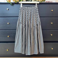 Linen blend gingham skirt with an elasticised waist, scalloped hip pattern and twirly midi hem. Lined. One Size: 24"-36" waist, 30" length Gingham Skirt, Overall Dress, Sweater Blouse, Cardigan Jacket, Linen Blend, Sweaters & Cardigans, Gingham, Shirt Blouses, Top Shirt