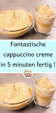 cappuccino creme in 5 minuten fertig with text overlay