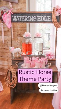 rustic horse theme party with pink decorations