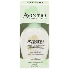 New! Clear Complexion. Salicylic Acid Acne Treatment. Acne Prone Skin. Helps even skin tone and prevent acne blemishes. Dermatologist Recommended Brand. Tone Correcting Soy. For Breakout-Prone Skin. Oil-Free. Hypoallergenic. Non-Comedogenic. Fast Absorbing. Gently Enough For Sensitive Skin.  AVEENO clear complextion daily moisturizer is uniquely formulated with an exclusive total soy complex to help visibly even out skin tone and smooth texture. It also contains salicylic acid, which penetr Aveeno Clear Complexion, Apple Cider Vinegar Face Mask, Natural Face Scrub, Natural Face Moisturizer, Salicylic Acid Acne, Acne Facial, Moisturizer For Oily Skin, Clear Complexion, Facial Moisturizers