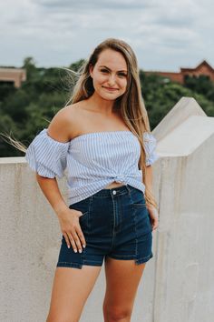 Off the shoulder striped top with short sleeves. Ashlynn is wearing a size small and has it tiedLightweight cottonThis item is final sale. Striped Sleeve Tops For Summer Day Out, Summer Tops With Striped Sleeves For Day Out, Summer Chic Tops With Striped Sleeves, Chic Summer Tops With Striped Sleeves, Vertical Stripes Short Sleeve Top For Day Out, Boutique Gifts, Gift Boutique, Off Shoulder Blouse, Final Sale