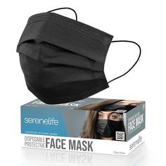 a black face mask on top of a box