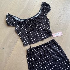 Micas 2 Piece Skirt And Top Polka Dot Set. Size Medium. This Is More Of A Size Small Than A Medium. I’m A True Medium And It Was Too Small For Me. Set Runs Small. New Wit Tags Never Been Worn. Polka Dot Fitted Summer Sets, Black Mini Skirt Set For Summer, Black Summer Mini Skirt Set, Fitted Black Sets For Day Out, 2 Piece Skirt, 2 Piece Skirt Set, Skirt And Top, Skirt Top, 2 Piece