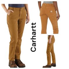 Carhartt Women’s Carpenter Rug Flex Relaxed Work Pants Condition: New With Tag Department: Women Brand: Carhartt 100% Authentic Guaranteed Pattern: Solid Closure: Zip Fabric Wash: Dark Accents: Logo Rivet Fit: Relaxed Leg Style: Straight Mpn: Bn 4296w Garment Care: Machine Washable Style: Carpenter Type: Pants Features: Convenient Zip Closure And Multiple Pockets For Functionality, With A Dark Wash And Bronze/Brown Color Occasion: Casual, Workwear, Travel Season: Fall, Spring, Summer, Winter The Door Projects, Work Pants Women, Carhartt Womens, Carhartt Pants, Casual Workwear, Carhartt Women, Summer Winter, Work Pants, Brown Color