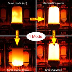 four images showing different stages of lighting