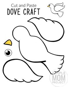 a drawing of a bird with the words cut and pastel dove craft