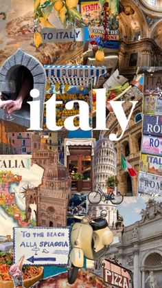 a collage of images with the words italy