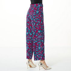 IMAN Global Chic Printed Pull-On Wide Leg Pant  This pant makes pulling together a comfy, fashionable look such a breeze. Pair it with the matching top to create a look that's outstanding. Red Wide-leg Pants For Day Out, Red Non-stretch Bottoms For Day Out, Non-stretch Red Bottoms For Day Out, Stretch Red Bottoms For Day Out, Chic Red Loungewear Bottoms, Wide Leg Pant, Wedding Watch, Draped Fabric, Matching Top