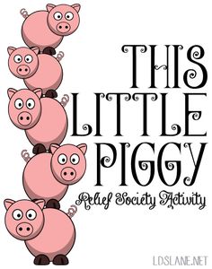 this little piggy logo with five pink pigs standing in a row and the words,'this little piggy self - sa