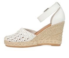 Embrace the espadrille trend with the Sierra from Journee Collection. The woven faux leather detail on the closed toe material is a showstopper, and the ankle strap and square buckle accent add the perfect flare. It features a beautiful espadrille design on its tall 3 �" wedge heel and a soft, cushioned insole for all-day comfort. Faux leather upper,Buckle closure,Approx. 3 3/4 inch espadrille wedge heel,Round toe,Cushioned footbed for added comfort,Synthetic outsole,Woven detail for added style Ankle Strap Espadrilles With Buckle Closure, Adjustable Ankle Strap Straw Espadrilles, Adjustable Ankle Strap Espadrilles With Buckle, Spring Leather Espadrilles With Heel Strap, Spring Synthetic Espadrilles With Adjustable Fit, Spring Synthetic Adjustable Espadrilles, Spring Buckle Closure Closed Toe Espadrilles, Spring Open Toe Woven Leather Espadrilles, White Straw Espadrilles With Ankle Strap