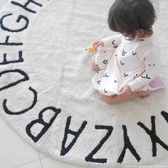 Round ABC Natural - Black Rug - oh baby! Letter Play, Nursery Games, Lorena Canals Rugs, Alphabet Activity, Kids Alphabet, Funny Shower Curtains, Gym Mat, Kids Area Rugs, Urban Decor