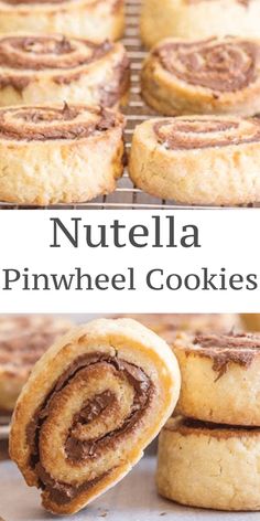 nutella pinwheel cookies on a cooling rack