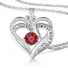 The interlocking crystal heart necklace is a perfect gift for your beloved lady. The engraving "I Love You Always and Forever" reminds her of your sweet love all the time. Make it specific by matching the birthstone and surprise her on a birthday, Mother's Day, Valentine's Day, or any anniversary. Material: Zinc AlloyCraft: DiamondPendant Size: 28mmChain Type: Link ChainChain Length: 42+5 cmWeight: about 10 g Package Size: 100 x 100 x 20 mm Forever Necklace, Open Heart Necklace, Crystal Heart Necklace, Crystal Heart Pendant, Birthday Special, Buy Necklace, Double Heart, Décor Diy, Anniversary Gift For Her