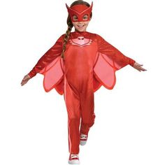 They'll take flight to fight villains at night as Owlette from PJ Masks! This polyester costume features a pink printed jumpsuit with attached wings and a matching felt mask. The jumpsuit print stays true to the character with details like an owl logo. An attached hook-and-loop closure makes it easy to get the costume on and off. PJ Masks Owlette Costume product details:  Printed jumpsuit  Attached wings Hook-and-loop closure   Felt mask Polyester exclusive of decoration Does not include shoes R Owlette Costume, Dark Costumes, Pj Masks Owlette, Toddler Costumes Girl, Catboy Pj Masks, Halloween Costume Toddler Girl, Felt Mask, Fancy Costumes, Toddler Halloween Costumes