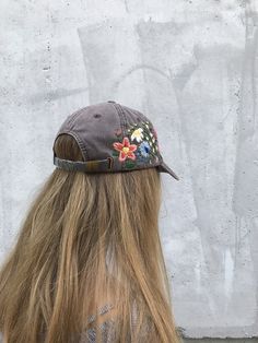 Hand embroidered women hat with floral design / baseball hat for women 🌿PLEASE NOTE I NEED 2 WEEKS TO EMBROIDER THIS HAT FOR YOU🌿 Color: brown baseball cap. Design: hand-embroidered gerbera with wildflowers. Cap size (head circumference): 55 - 62 cm. The quality of the embroidery and baseball cap is superior, I guarantee! ;) I really enjoyed making this, and I hope my customer will enjoy showing it off. CHECK OUR OTHER ACCESSORIES 🌸 More Baseball hats: https://www.etsy.com/shop/KazkovaEmbroid Casual Embroidered Brimmed Hats, Casual Curved Brim Baseball Cap For Festivals, Casual Festival Baseball Cap With Curved Brim, Casual Spring Festival Baseball Cap, Casual Baseball Cap For Festivals, Casual Embroidered Festival Hats, Casual Visor Hat For Festivals, Casual Visor Hat With Floral Embroidery, Bohemian Style Baseball Cap For Spring