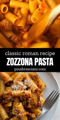 Pasta Alla Zozzona on a plate. Pasta With Guanciale, Traditional Pasta Recipes, Authentic Pasta Recipes, Roman Pasta, Pasta Italy, Roman Food, Pasta With Sausage, Pasta Sauces