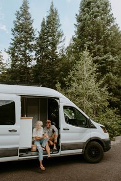 Converted camper van, van life couple Van Couple, Van Life Couple, Converted Camper, Camping Photoshoot, Van Travel, Camping In The Woods, Camper Van Life