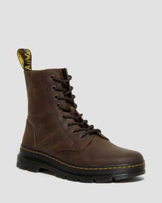 Combs Crazy Horse Leather Casual Boots | Dr. Martens Doc Martens Crazy Horse, Brown Dr Martens, How To Clean Suede, Patent Boots, Crazy Horse, Girls Boots, Chelsea Boot, Platform Boots, Dr. Martens Boots