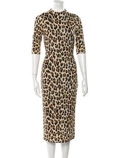 Alice + Olivia Sheath DressNeutralsAnimal PrintThree-Quarter Sleeve with Mock NeckExposed Zip Closure at BackDesigner Fit: Dresses by Alice + Olivia typically fit true to size. Fitted Leopard Print Daywear Dress, Fitted Leopard Print Day Dresses, Fitted Leopard Print Dresses For Daywear, Midi Length Dress, Alice Olivia, Quarter Sleeve, Midi Length, Animal Print, Dress Outfits