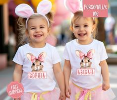 You are sure to love these adorable Easter Tees  Made with only the softest brands which are Rabbit Skins and Bella Canvas.  Perfect for their Easter festivities.  LEAVE YOUR CHILD'S NAME IN THE PERSONALIZATION BOX Thanks so much for shopping with me! Please message me with any questions you may have! I am always available to help :) Also, I would love to feature you on our insta if you want to tag me @poppyroseclothing  PRODUCTION TIME: 1-3 business days  SHIPPING TIME: 2-5 business days CARE I Cute White T-shirt With Bunny Design, Playful Bunny Design Tops For Spring, Cute Cartoon Print Tops For Birthday, Playful Spring Tops With Cute Design, Cute Bunny Design Crew Neck T-shirt, Cute Bunny Design T-shirt For Spring, Spring Bunny Design Short Sleeve Top, Pink Crew Neck Top With Bunny Design, Playful White Tops With Cute Design