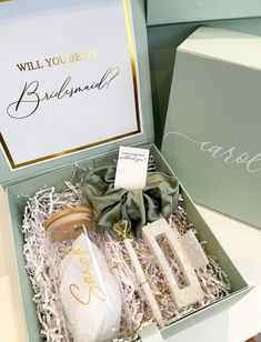 Bridesmaid Box Sage Gifts Bridesmaid Proposal Box - Etsy Wedding Gift Ideas For Bridal Party, Gifts For Bride To Be From Bridesmaid, Wedding Bridesmaid Ask Proposals, Will You Be Bridesmaid, Wedding Bridesmaid Boxes Gift Ideas, Cute Bridesmaid Proposal Boxes, Will You Be My Made Of Honor, 2 Maid Of Honor Proposal, Bridesmaid Gifts Boxes