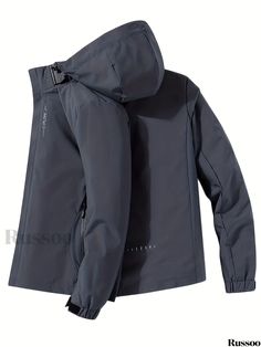 Russoo - ClimbPro Mens Waterproof Hooded Rain Jacket: Lightweight Shell for Outdoor Activities, Hiking, and Windbreaking Gray Fleece-lined Hooded Jacket For Outdoor, Gray Hooded Jacket With Fleece Lining For Outdoor, Windproof Nylon Hooded Jacket For Winter Sports, Gray Hooded Jacket For Outdoor Activities, Hooded Windbreaker With Fleece Lining For Outdoor, Hooded Gray Windbreaker For Hiking, Gray Hooded Windbreaker For Hiking, Hooded Windbreaker With Fleece Lining, Windproof Solid Hooded Jacket For Hiking