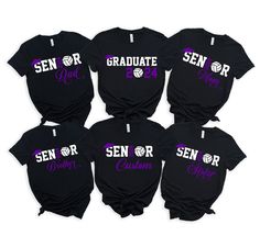 Proud Senior Graduation Volleyball 2024 Shirt, Graduation, Senior 2024 Shirt, Graduation Squad, Family Matching Shirt, Senior Family Shirts * Processing time is 1 business day (there may be exceptions during holiday seasons). Delivery time is based on your shipping type selection and location. Please check the estimated delivery times at checkout and upgrade the shipping at checkout if you need it sooner. * All items are made-to-order. Because of the nature of these items, unless they arrive dam Sporty Tops With Team Name For College Events, Sporty Black Top For College Events, Sporty Black Tops For College Events, Custom Print Tops For Team Events During Sports Season, Custom Print Tops For Team Events And Sports Season, Black Crew Neck Top For College Events, Black Graphic Print Tops For College Events, Custom Print Tops For Sports Season Team Events, Short Sleeve Team Spirit Tops For College Events