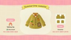 an animal crossing character's sweater is shown in this screenshot from the game