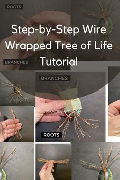 step - by - step wire wrapped tree of life with branches, branches and roots