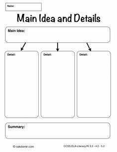 the main idea and details worksheet is shown in this graphic diagram for students to use