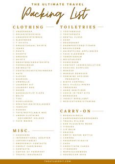 the ultimate packing list for traveling