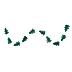 green christmas trees are flying in the air