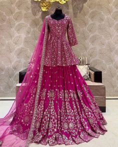 *Launching New Designer Party Wear Look Full Heavy Embroidery Sequence Work Top With Lehenga and Dupatta Ready to Wear Collection* 🧵 *Fabric Detail* 🧵 👗 *Top Fabric* :Georgette *Full Heavy Embroidery Sequence Work* *Full Sleeve*  👗 *Top Inner* : Micro Cotton ✂️📏*SIZE*: *XL(42) Free Size With ,XXL(44) Marjin* *(Fully Stitched Ready To Wear)* 👗 *Top Length* : 36-37 Inches *   👗 *Bottom Fabric* : Micro Cotton  ( *Fully Stiched*) With elastic  👗 *Dupatta Fabric* : Pure heavy Georgette With F Peplum Lehenga With Zari Work, Festive Peplum Lehenga For Reception, Pink Sharara With Dori Work For Reception, Eid Georgette Peplum Lehenga, Eid Lehenga With Resham Embroidery And Peplum Shape, Wedding Lehenga With Intricate Embroidery And Peplum Style, Peplum Lehenga With Intricate Embroidery For Reception, Designer Pink Sharara With Dori Work, Reception Lehenga With Intricate Embroidery And Peplum Shape