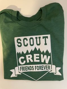 Scout Crew T-shirt.  Perfect for Boy or Girl Scout group shirts!  Shirts are either Gray, Black or Heathered Green as shown in picture.  The shirts are a unisex size poly/cotton blend. Boy Scout Shirt, Merit Badge, Girl Scout Troop, Group Shirts, Boy Scout, Cub Scouts, Girl Scout, Crew Shirt, Disney Shirts