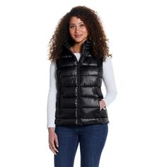 Stay warm in style with this women's Weathercast hooded puffer vest.Click on this WOMEN'S GUIDE to find the perfect fit and more! Stay warm in style with this women's Weathercast hooded puffer vest.Click on this WOMEN'S GUIDE to find the perfect fit and more! FEATURES Sleeveless 2 side inseam pockets Zip off detachable hood Quilted exterior Soft plush interior Zip front closure Smooth glossy woven construction Fully lined Water-resistantFIT & SIZING 27-in. length from shoulder to hem Designed to Black Down Vest For Fall, Sleeveless Black Puffer Jacket For Fall, Casual Sleeveless Puffer Jacket For Cold Weather, Fitted Vest For Outdoor Activities, Fitted Casual Puffer Jacket For Outdoor Activities, Casual Black Down Vest, Black Winter Vest With Detachable Hood, Black Puffer Vest Womens, Black Fitted Hooded Vest