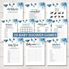 baby shower games with blue butterflies on them